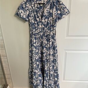 Anthropologie Somerset Blue and White Floral Maxi Dress